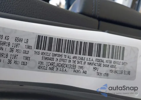 2016 Dodge Durango Sxt из США, поврежденный, VIN 1C4RDJAGXGC413159